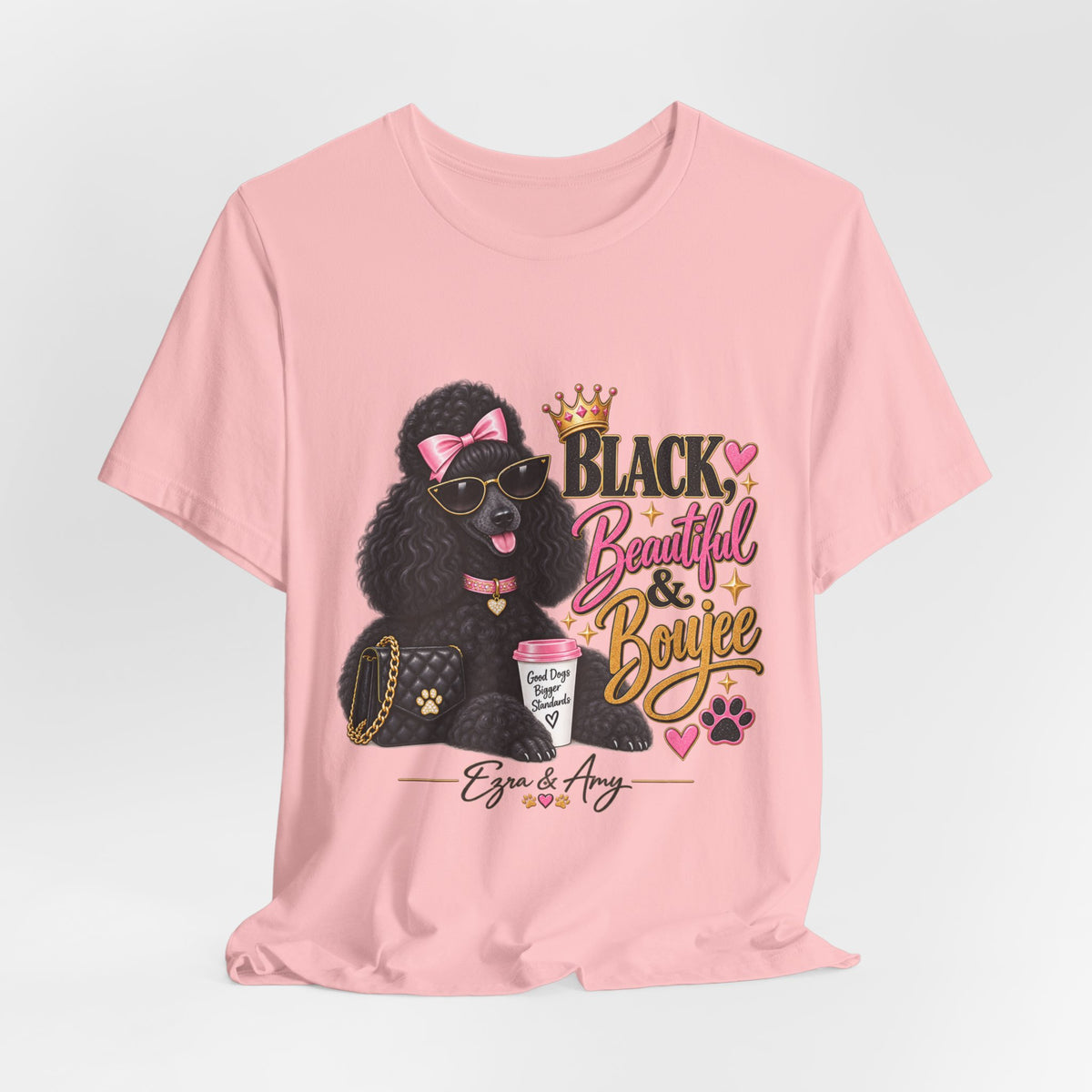 T-Shirt — "Black, Beautiful & Boujee" Poodle Graphic Tee