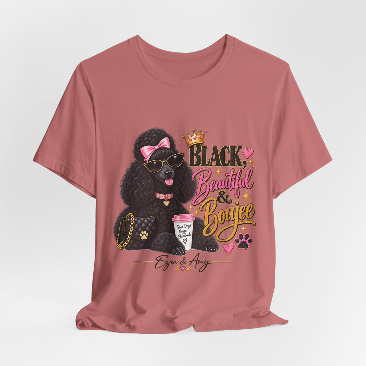 T-Shirt — "Black, Beautiful & Boujee" Poodle Graphic Tee