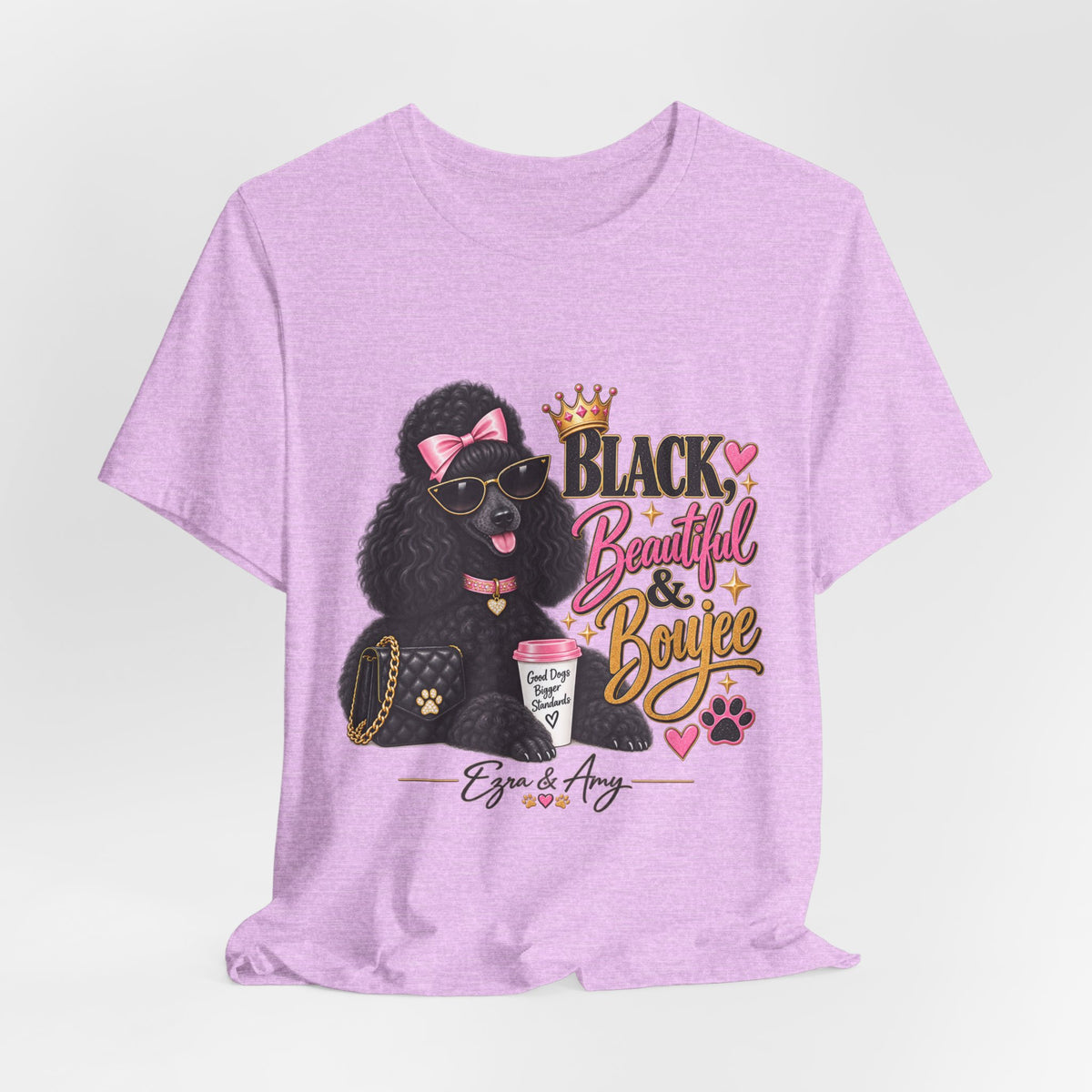 T-Shirt — "Black, Beautiful & Boujee" Poodle Graphic Tee