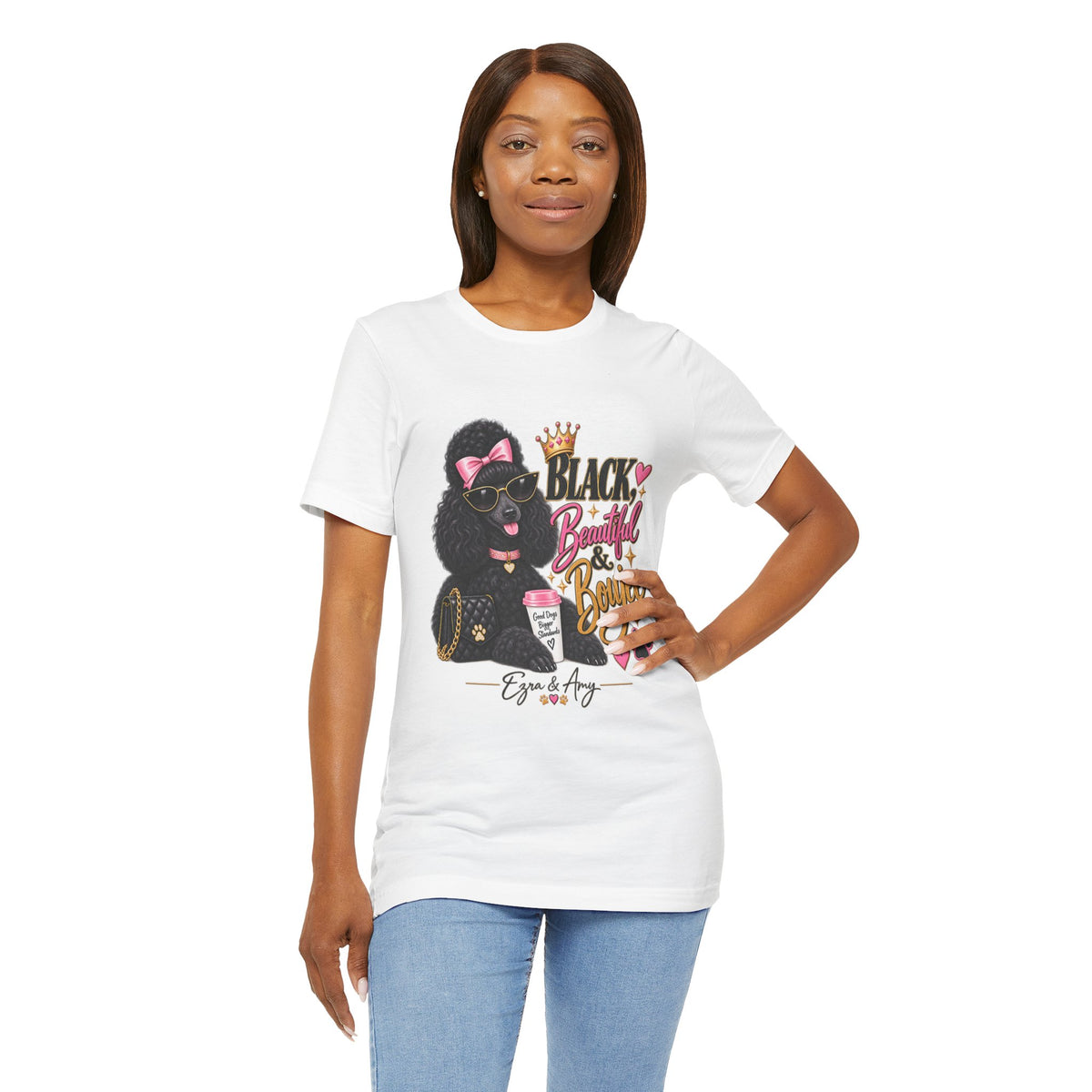T-Shirt — "Black, Beautiful & Boujee" Poodle Graphic Tee
